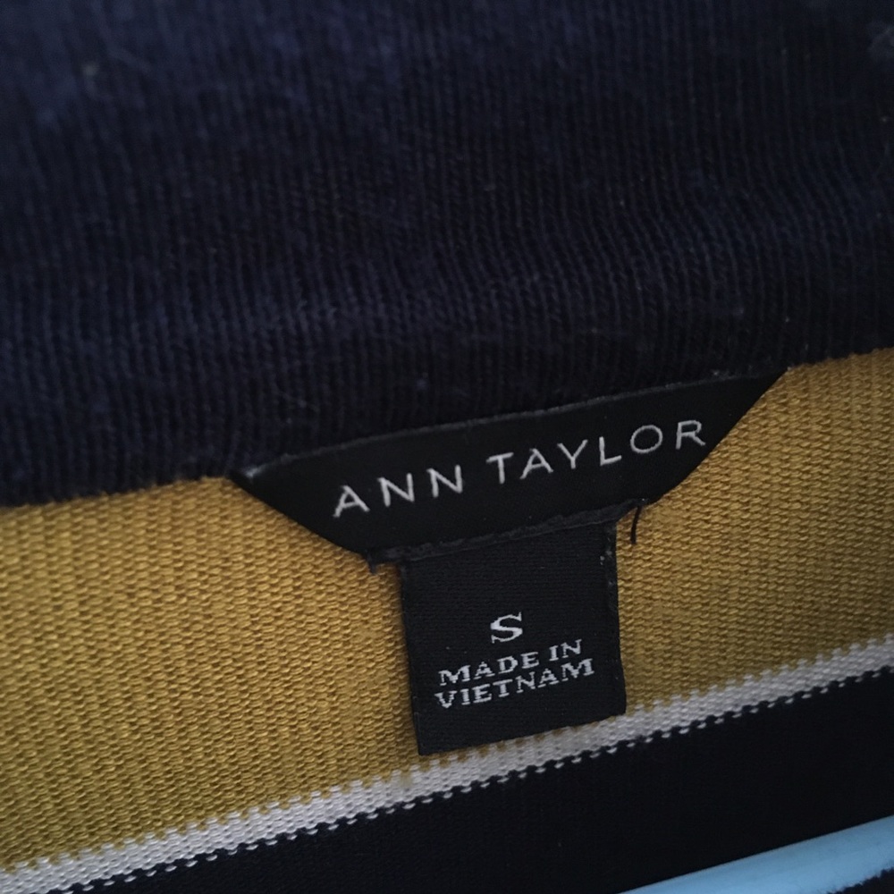 Retro stripe Ann Taylor mock neck tee sz S - Picture 10 of 12